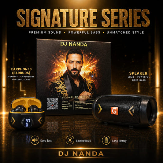 DJ NANDA Signature Bluetooth Speaker + Wireless Earbuds Combo (Deep Bass, Long Battery)